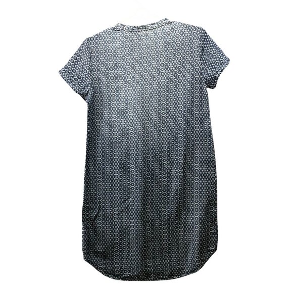 Cloth & Stone Chambray Shift Dress XS V-Neck Printed Blue Lyocell Short Sleeve - Picture 2 of 10